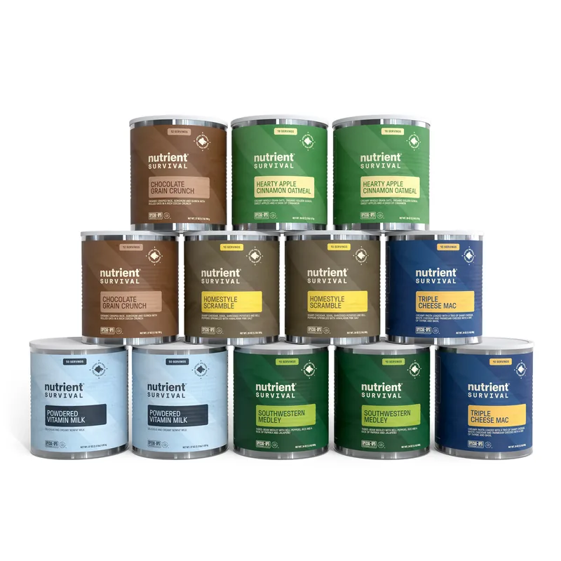 Nutrient Survival 30 day emergency food kit, twelve cans