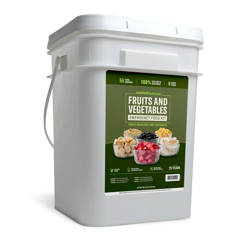Nutrient Survival freeze dried fruits and vegetables bucket