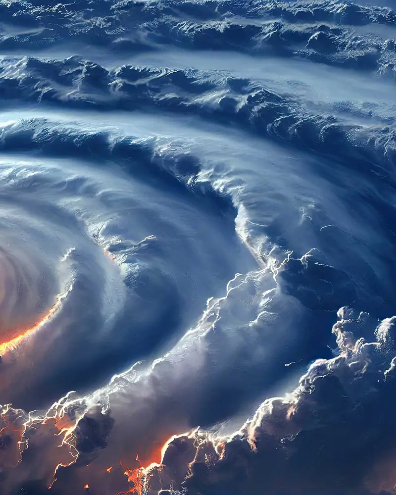 Satellite view of a hurricane over the Gulf